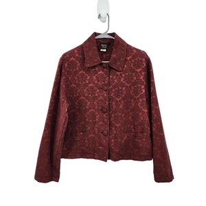 Mike & Tod Women's Cotton Blend Brocade Textured Buttoned Jacket - M